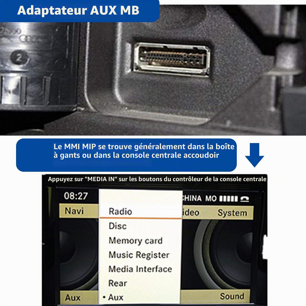 Cable de Carga Auxiliar Shinetec MMI MDI Negro Compatible con IP 14 13 12 para Mercedes-Benz