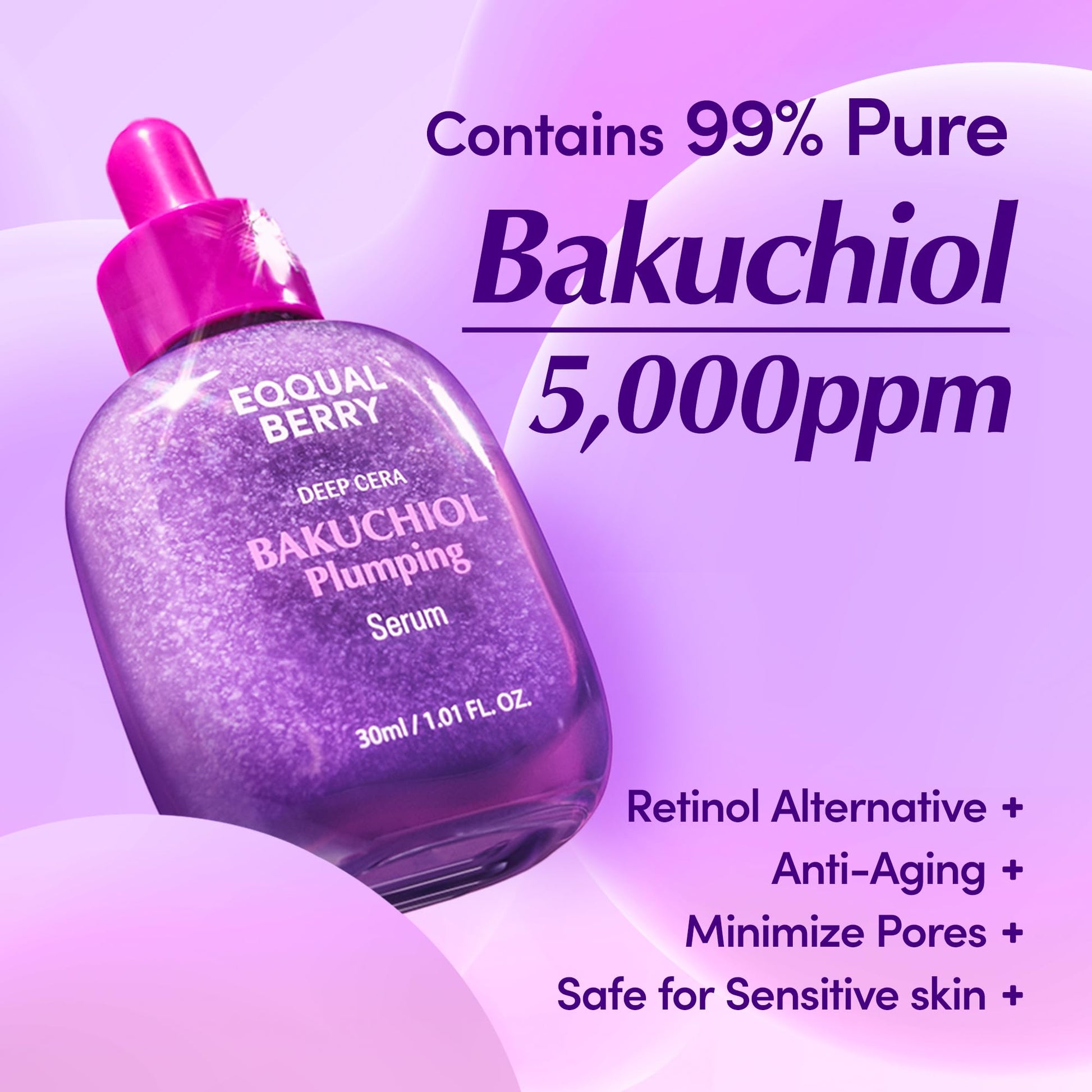 Suero reafirmante Bakuchiol: minimizador de poros y arrugas con bakuchiol | Alternativa al retinol para pieles sensibles | Mejora la firmeza y la elasticidad con ceramidas y péptidos, 1,01 oz/30 ml