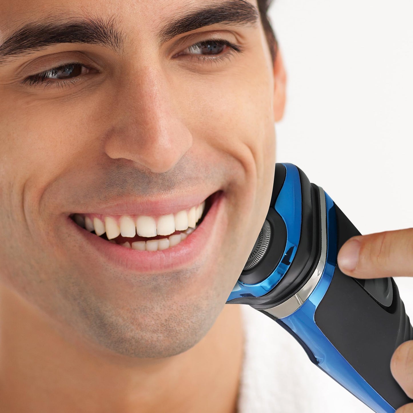 Barbasol Signature Series - Afeitadora eléctrica recargable en seco y húmedo con cuchillas de acero inoxidable, recortadora desplegable y visualización LCD
