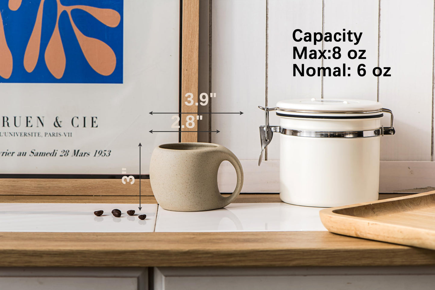 Juego de Tazas de Cerámica SYJAN HOME Blanca para Capuchino y Café Latte