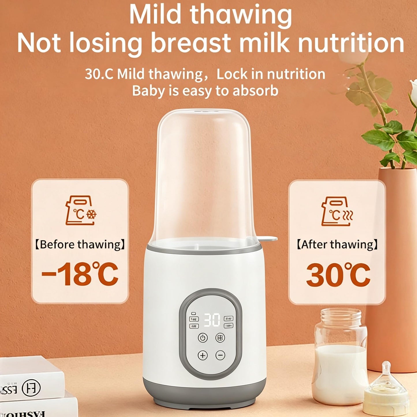ZONV Calientabiberones, calientabiberones rápidos para leche materna y fórmula, con temporizador, función para mantener caliente, calienta biberones.