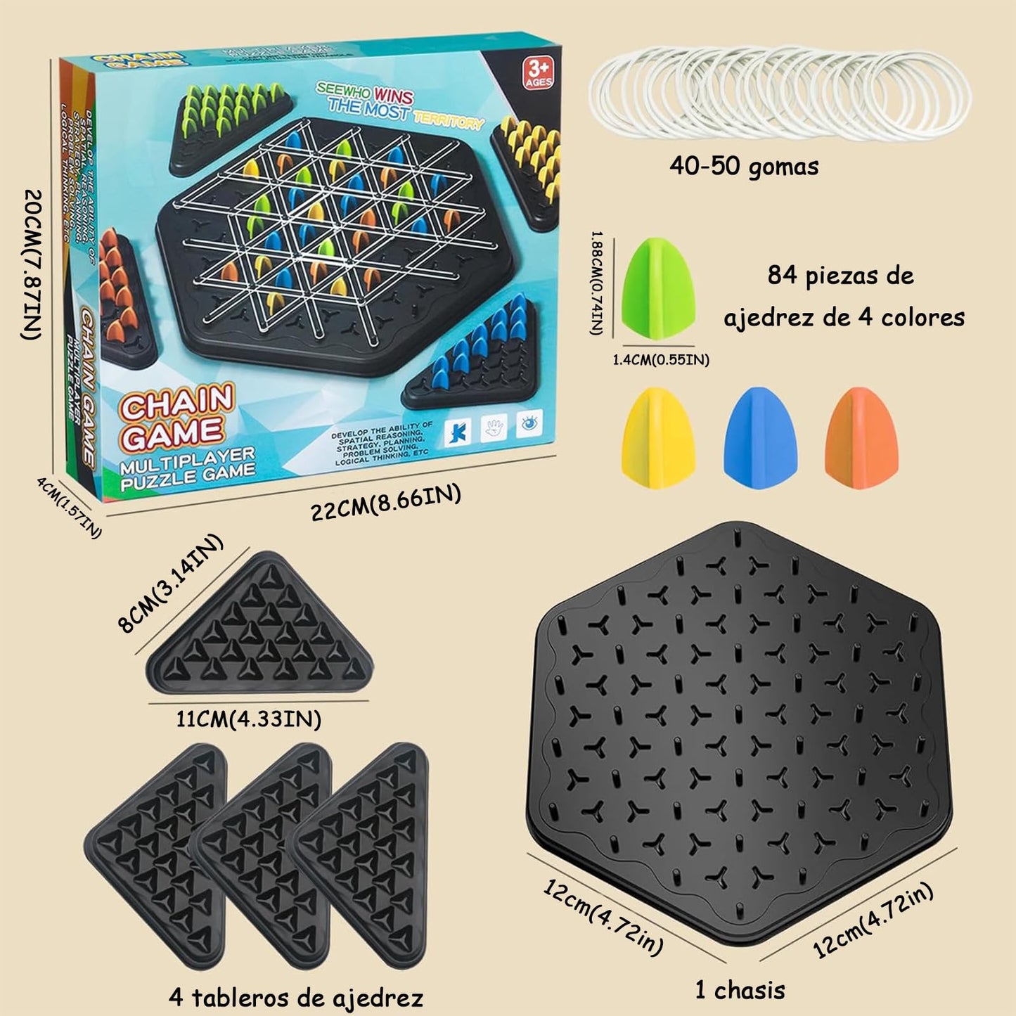 Juego de Mesa Trigle YRGFCCC Naranja para Entrenamiento del Pensamiento Lógico para Familiares