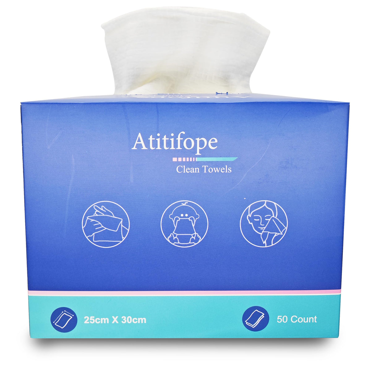 Atitifope - Toalla de limpieza desechable, toalla facial húmeda y seca, toalla para eliminar el maquillaje, 24,86 x 30 cm (1 caja)