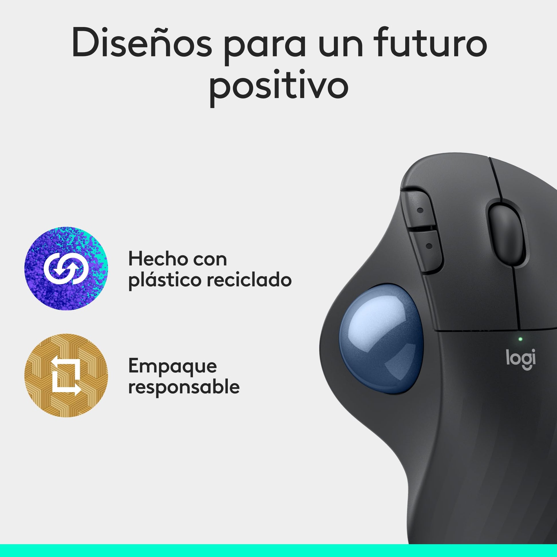 Logitech Ergo M575S Mouse inalámbrico con trackball, Mouse ergonómico inalámbrico con Bluetooth y dongle cifrado, Control cómodo con el Pulgar, Seguimiento preciso y Fluido, para PC/Mac - Grafito