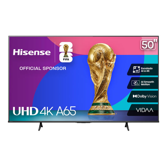 Hisense Television A65N (Modelo 2025) Pantalla 50 Pulgadas, Smart Vidaa TV UHD 4K,Control Remoto por Voz con Alexa, Dolby Vision, Amplia Gama de Colores, Modo de Juego Plus, ALLM