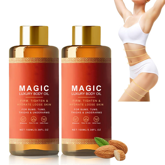 Conjunto de 2 aceites corporales mágicos Besque, hidratante lujoso de rápida absorción y no graso para reafirmar, hidratar y suavizar la piel en brazos, pecho, muslos y abdomen (100ml)