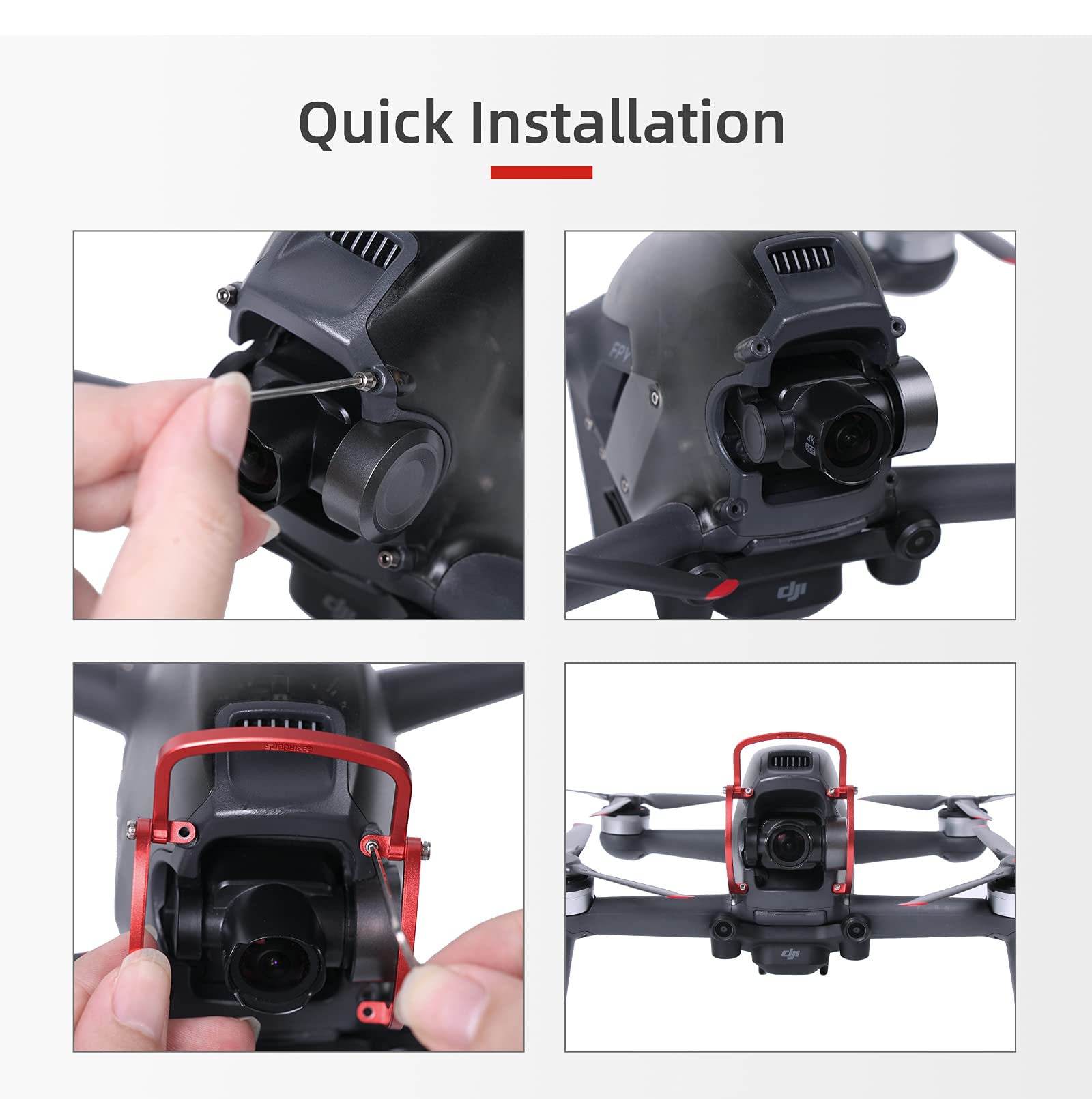 FPV Drone Gimbal Bumper para DJI FPV Drone PTZ Protect Bar Cámara de aleación de aluminio Anti-colisión (Rojo)