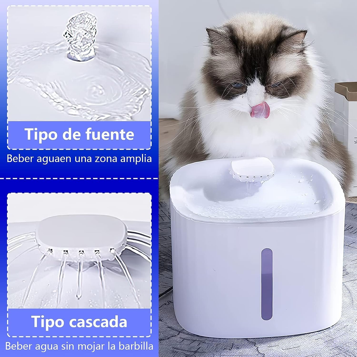 Bebedero para Gato, Fuente De Agua Automática De 3L con Indicador De Nivel De Agua, Bebedero De Agua Automatico para Gatos, Perros, Múltiples Mascotas