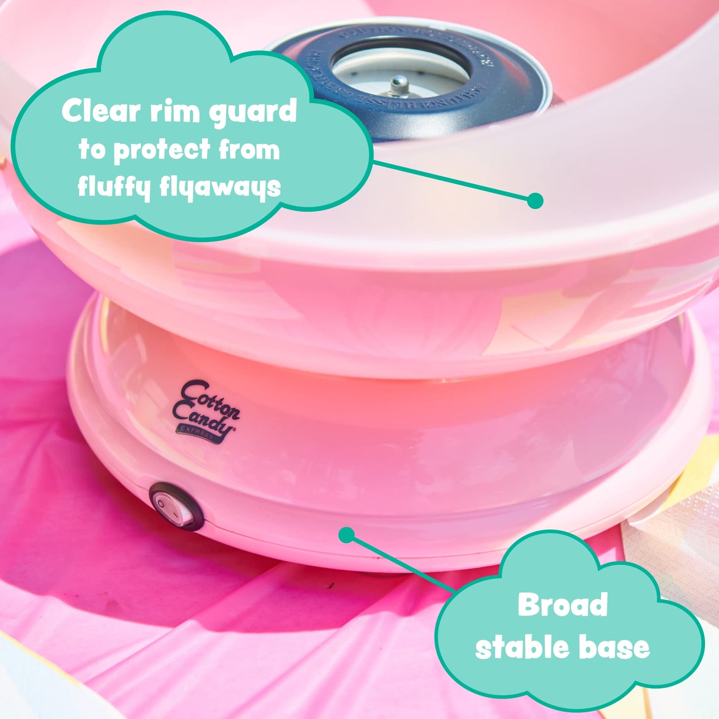 Cotton Candy Express CC1000-S - Máquina de algodón para caramelos, color rosa. Fácil de usar y limpiar. Un gran valor, nostalgia y diversión para niños y adultos. Viene con manual de instrucciones y