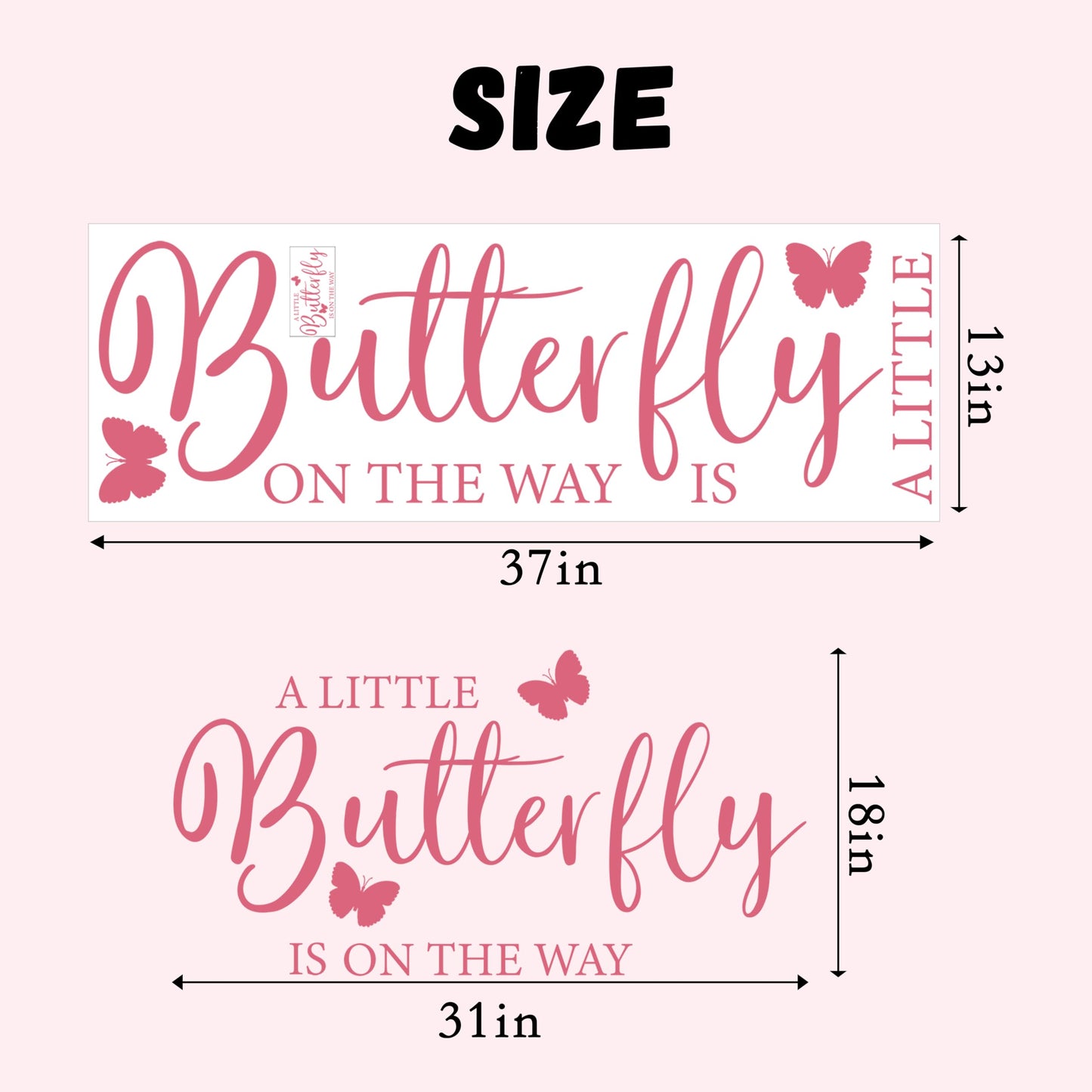 ZAIBIANHAO - Calcomanía con diseño de mariposa, diseño de mariposa, diseño de arco de baby shower, diseño de género, para baby shower (calcomanía rosa mariposa)