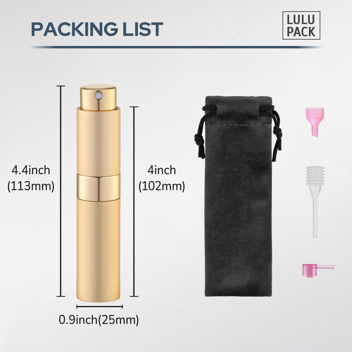 Lulupack Perfume atomizador para viajes, gadget de viaje para embotellar perfume, mini Travel Essentials Perfume Bottle for Girl – Pequeños atomizadores de perfume rellenables para rellenar, 10 ml