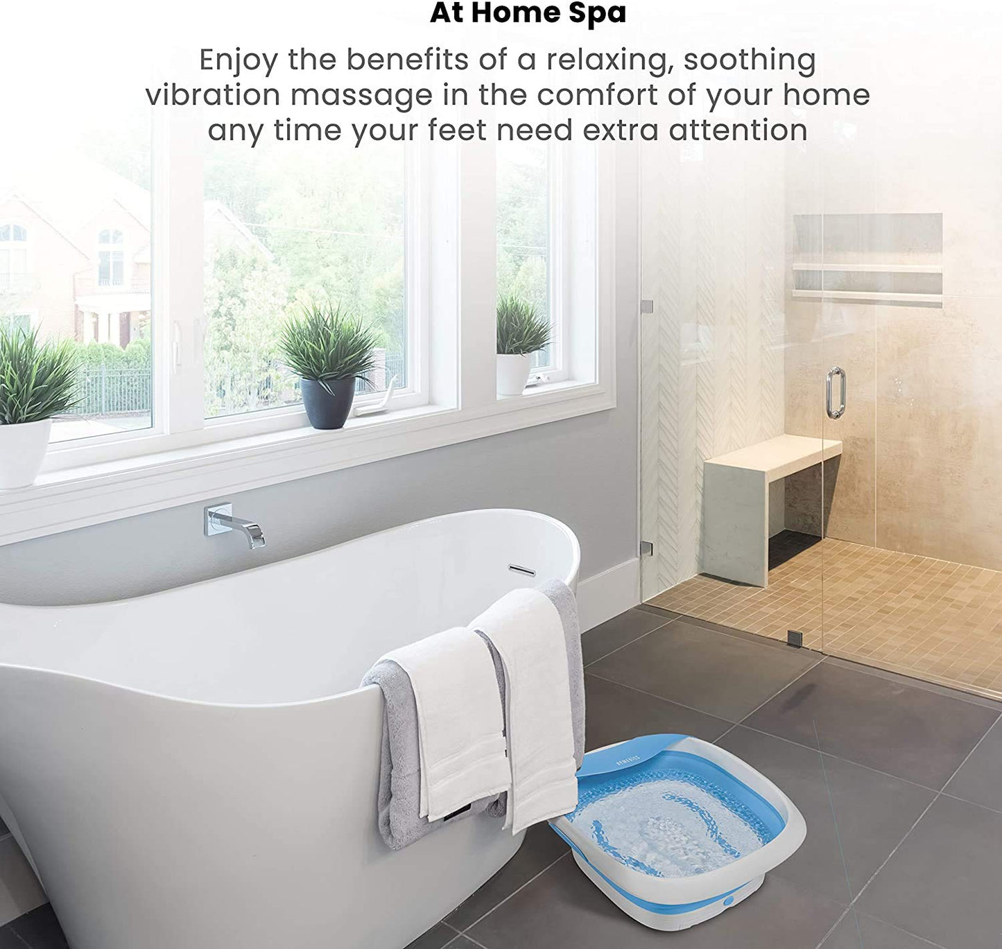 HoMedics Compact Pro Spa Collapsible Footbath with Heat | Vibration Massage, Acu-Node Surface, Heat Maintenance | Improves Circulation, Soothe Tired Muscles, Collapsible Tub for Easy Storage