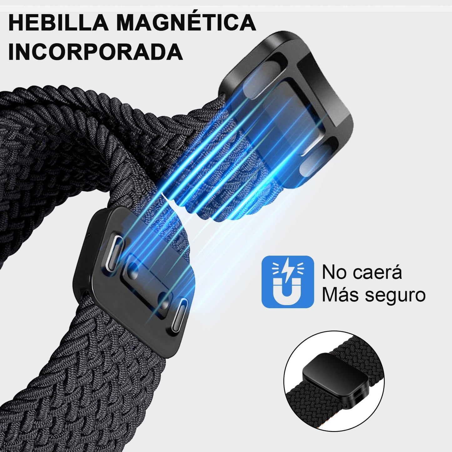Correa Trenzada Magnética Compatible con Samsung Galaxy Watch 7/FE/6/5/4 de 40mm 44mm, Galaxy Watch Active 2, Gear Sport, Galaxy Watch 6 4 Classic, Correa Elástica de Nailon de 20mm