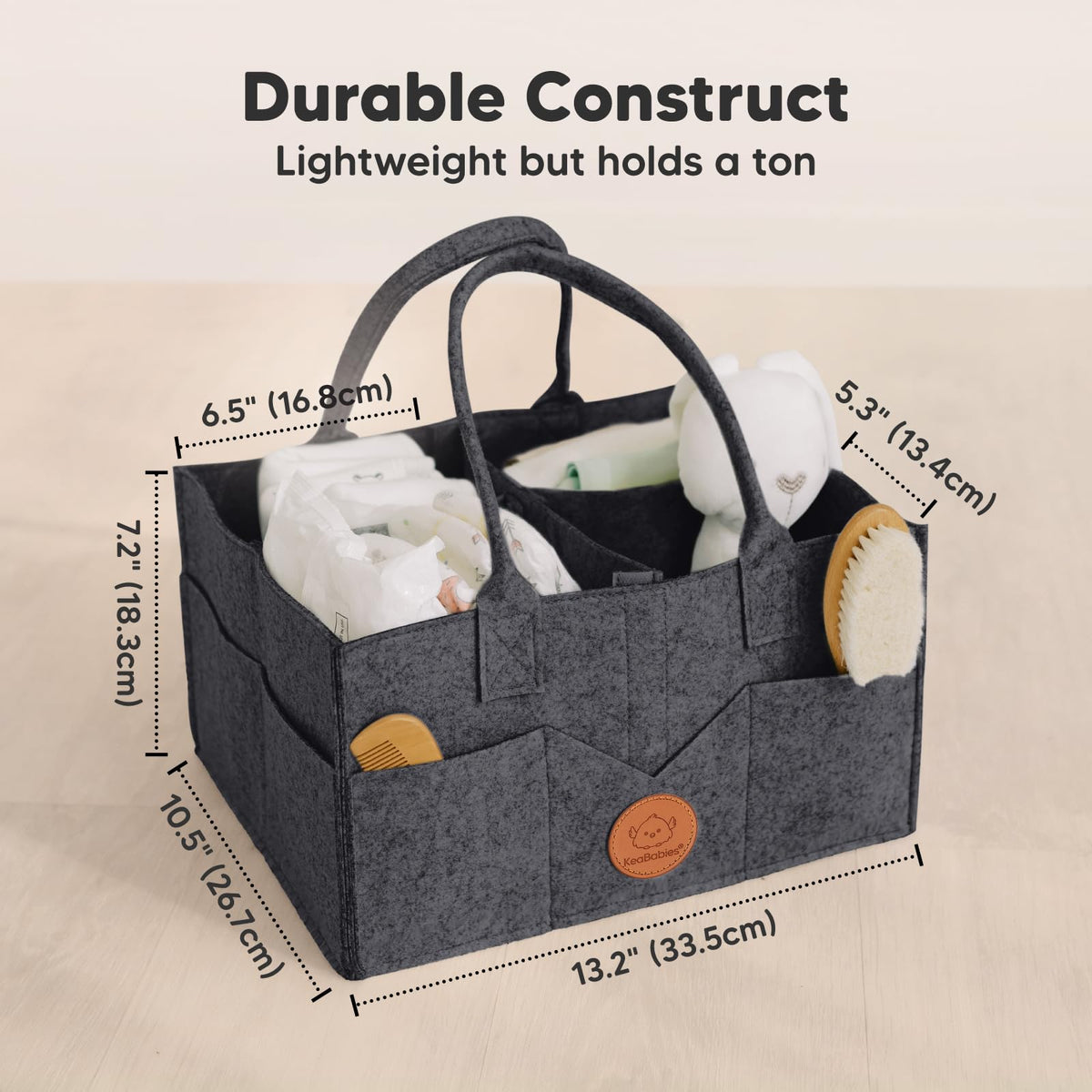 KeaBabies Organizador de pañales para bebé con asa, portátil (gris místico)
