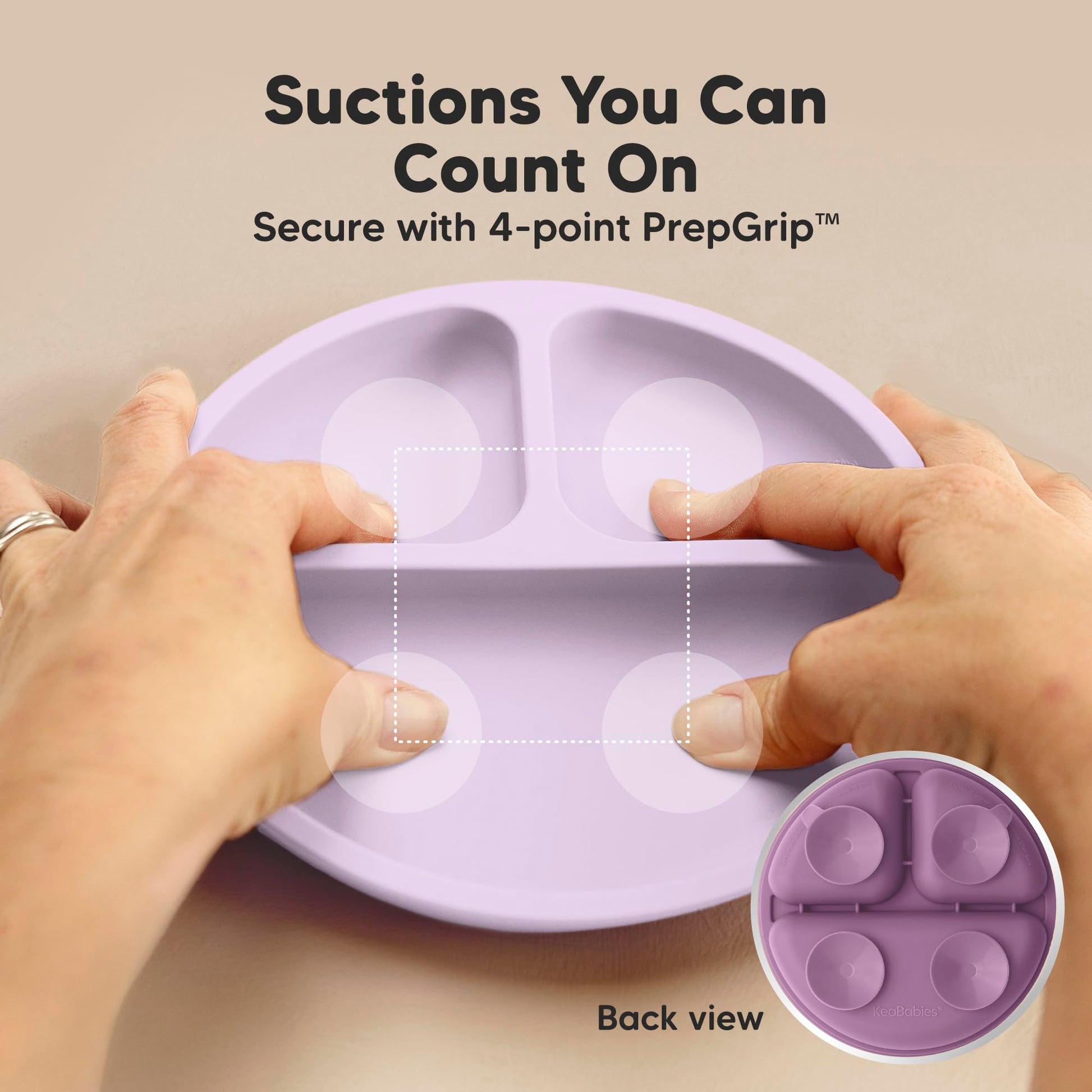 KeaBabies - Placas de succión con tapa para bebé, 3 unidades, 100% silicona, sin BPA, microondas (borgoña)