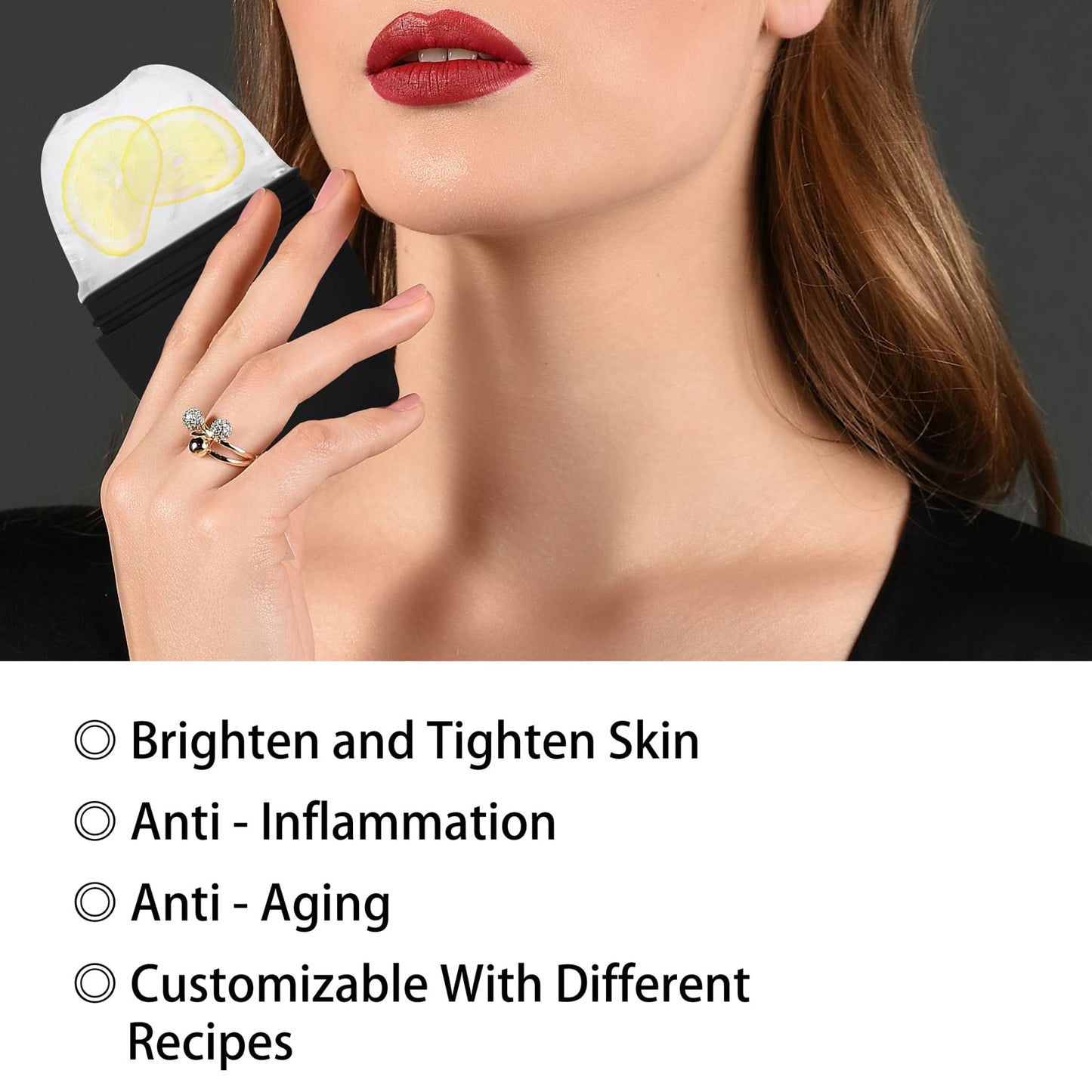 Evmliy Rodillo Facial de Hielo, Rodillo de Hielo de Silicona para Apretar Y Levantar La Piel, para Aliviar La Hinchazón de La Cara Y Los Ojos, Molde Facial Reutilizable para El Cuello para Mejorar El