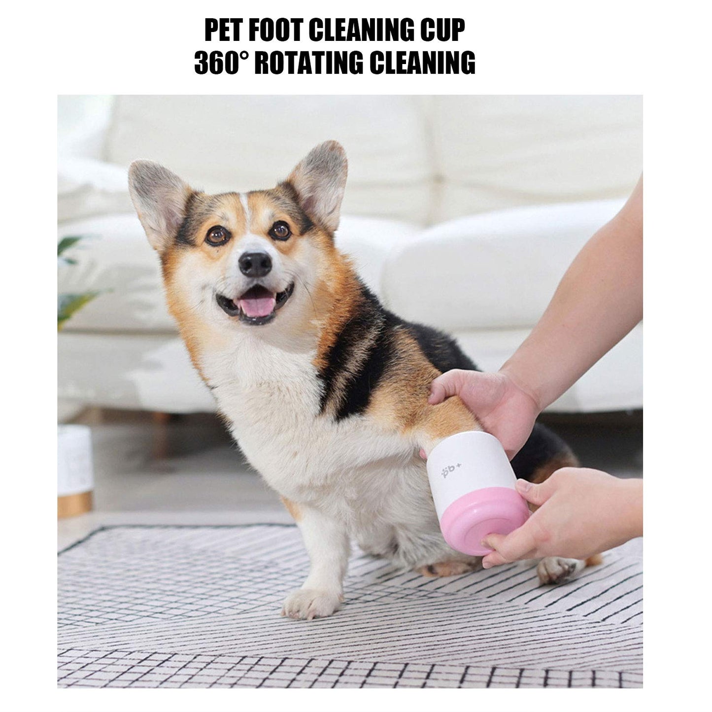 Lavadora de Patas de Perro, Taza de Lavado de Patas de Perro, rotación de 360 ° para Patas limpias para Perros(Rosado)