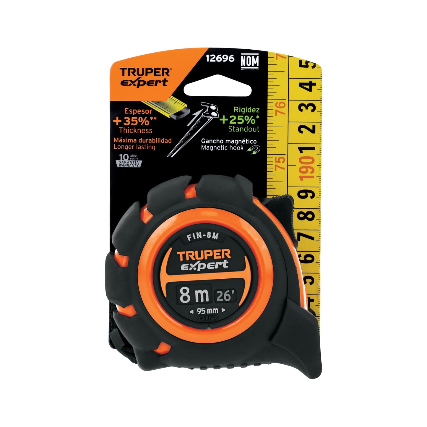 Flexómetro Truper Expert 8 m Cinta 25 mm antiimpactos