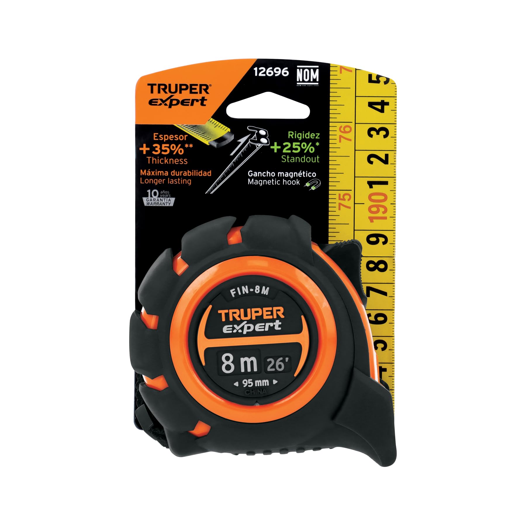 Flexómetro Truper Expert 8 m Cinta 25 mm antiimpactos