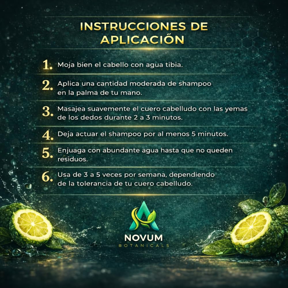 Shampoo de Bergamota con Minoxidil al 7% Shampoo 500 ml Novum Botanicals Champú Anticaspa Libre De Sulfatos y Parabenos Hecho de Ingredientes Naturales Con Aceite de Coco y Keratina