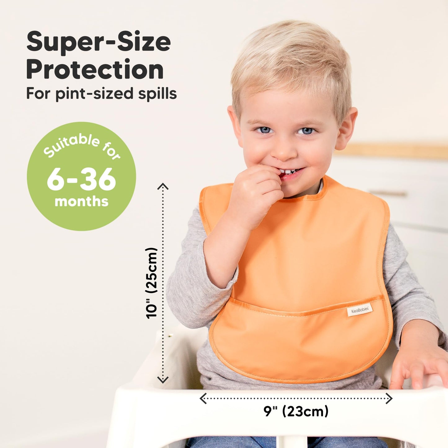KeaBabies - Paquete de 3 baberos impermeables para comer – Baberos ligeros de alimentación para niños pequeños con gran colector de alimentos, a prueba de desorden, esenciales para comer bebés de