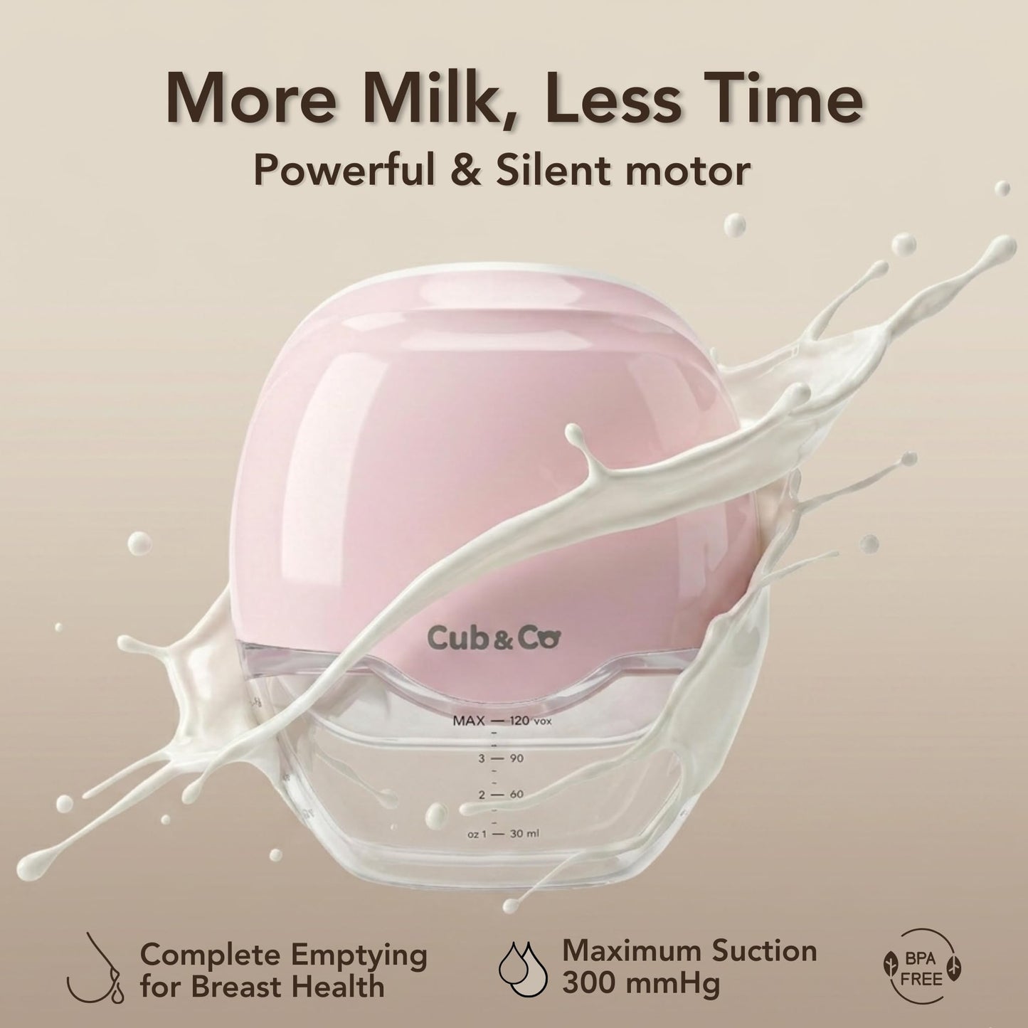 Cub & Co - Extractor de Leche portátil, Extractor de Leche Manos libres, Diferentes modos de bombeo, succión de fuerza hospitalaria, visualización LED, diseño resistente a fuga, veliz notebook.