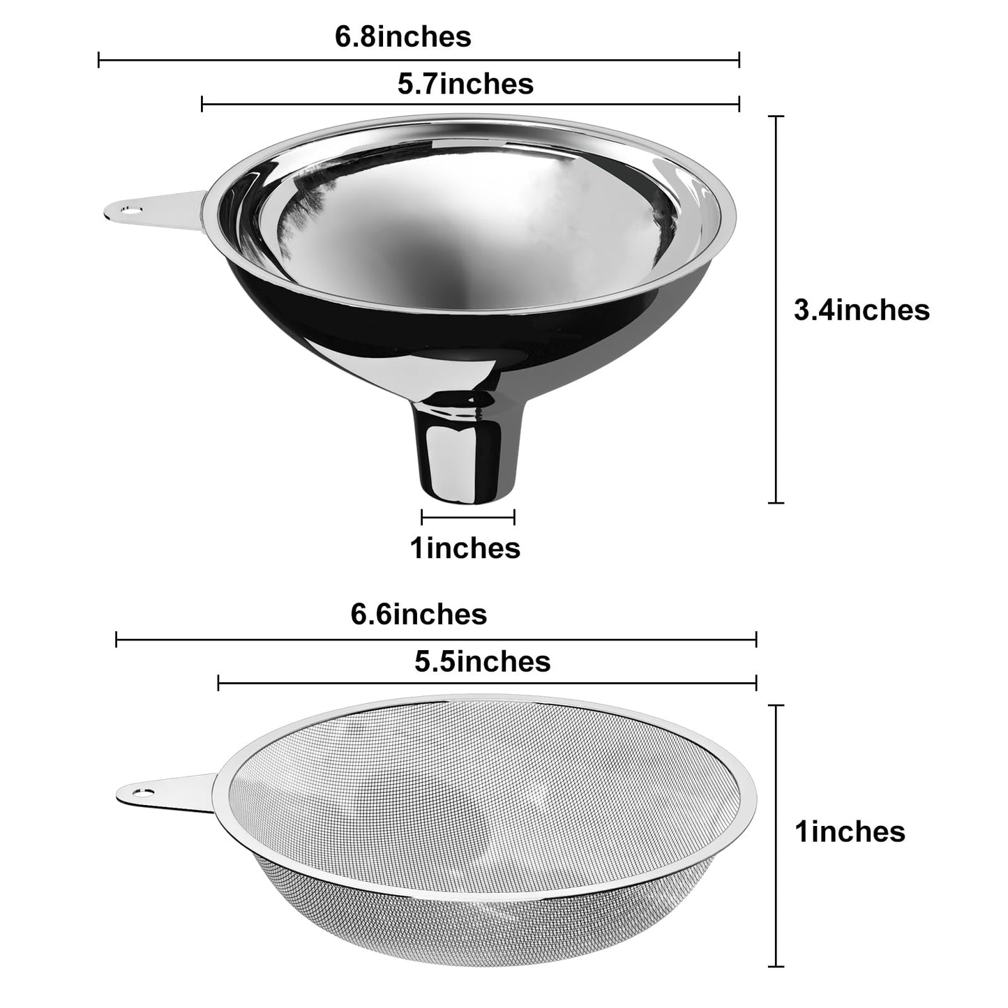 Embudo de Acero Inoxidable Serinar Grande con Filtro de Malla para Alimentos