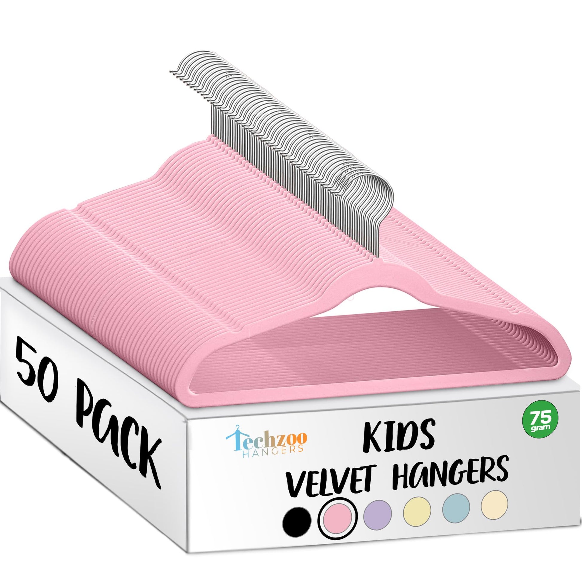 TechZoo 50 perchas de terciopelo para bebé de alta calidad, perchas antideslizantes de 11 pulgadas, perchas ultra delgadas para niños que ahorran espacio, gancho giratorio de 360°, perchas fuertes y duraderas para ropa de bebés y niños pequeños, color ros