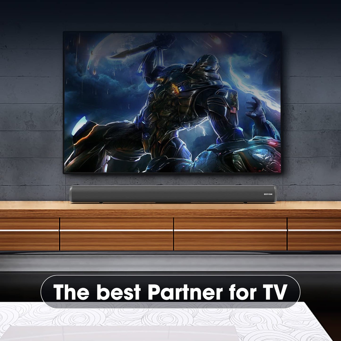 BESTISAN Barras de sonido para TV, con cable e inalámbrico, Bluetooth 5.0, barra de sonido de 34 pulgadas, barra de sonido para cine en casa, conexión HDMI-ARC/óptica/coaxial/AUX/USB/Bluetooth,