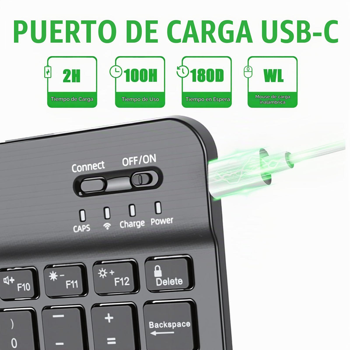 Funda Protectora Delgada con Teclado Extraíble Samsung Galaxy Negro Retroiluminación 7 Colores 10,9 a 11 Pulgadas