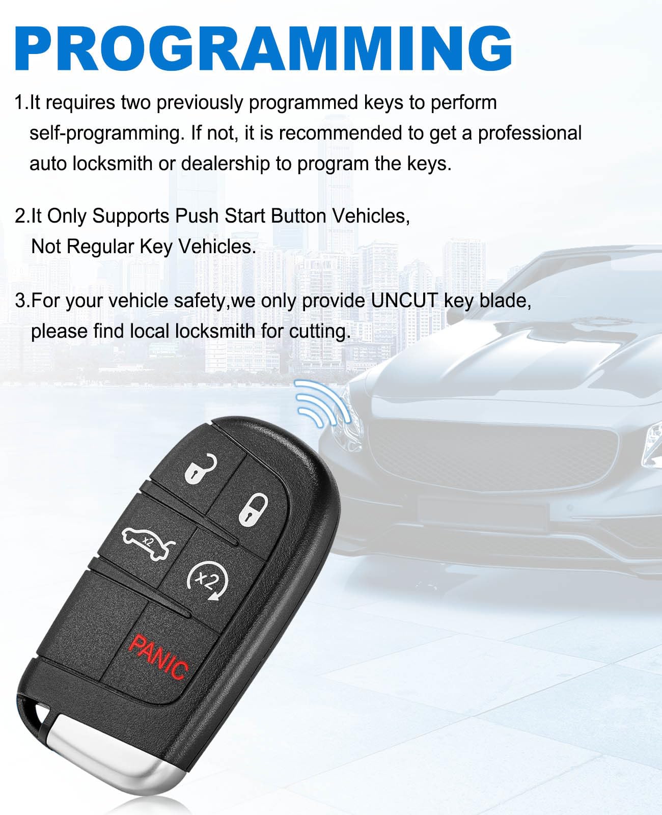 CAUORMOTE Llave de coche con control remoto para Dodge Dart Charger Challenger Chrysler 300 (M3N-40821302), juego de 2