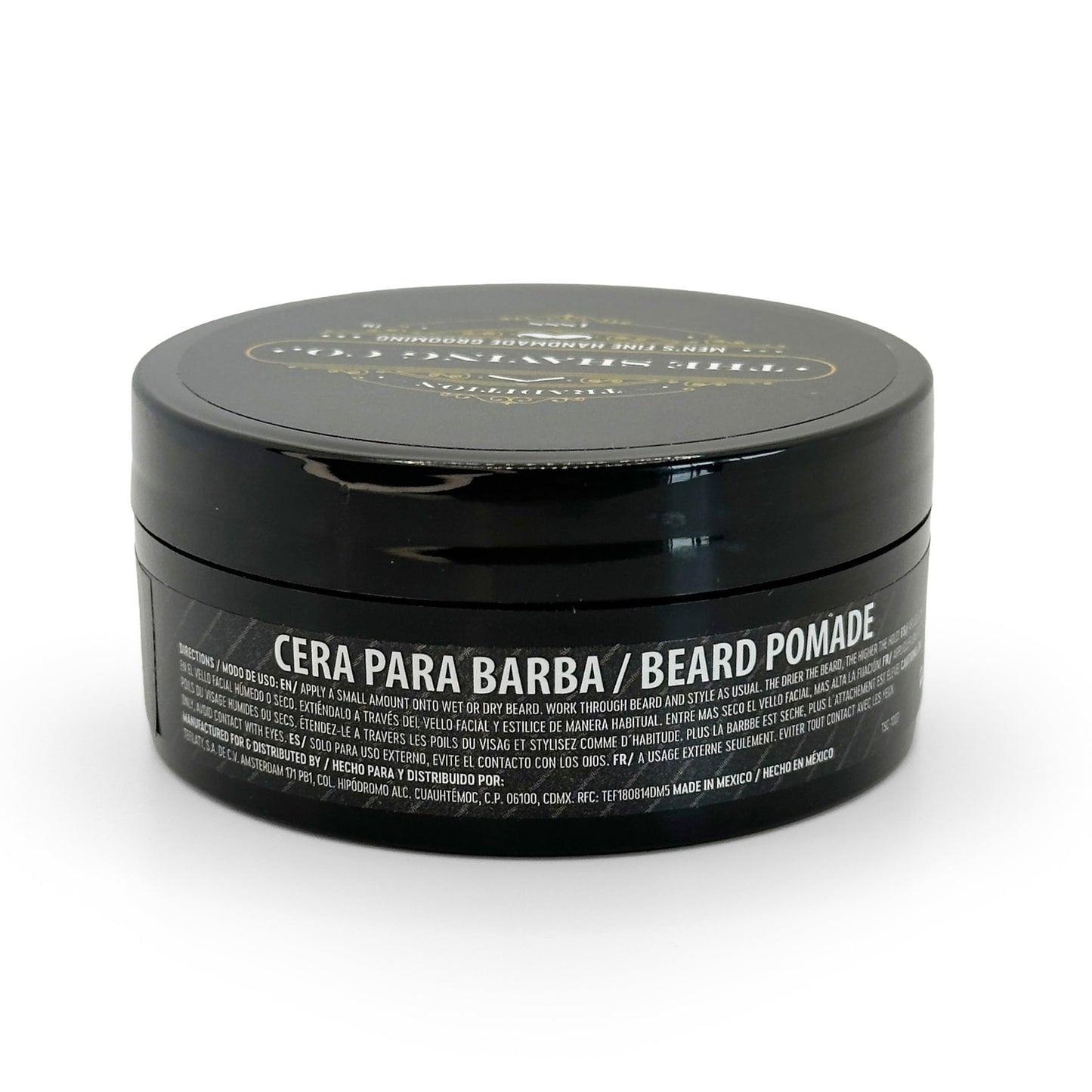 THE SHAVING CO CERA PARA BARBA - BEARD POMADE - Contiene VITAMINAS E y B5 - Pomada para barba base agua - MODELA - HIDRATA - NUTRE TU BARBA - Modela tu barba - FOLÍCULOS SANOS desde la raíz a la punta - Libre de Sulfatos - Cera Barba Suave 2oz / 57gr