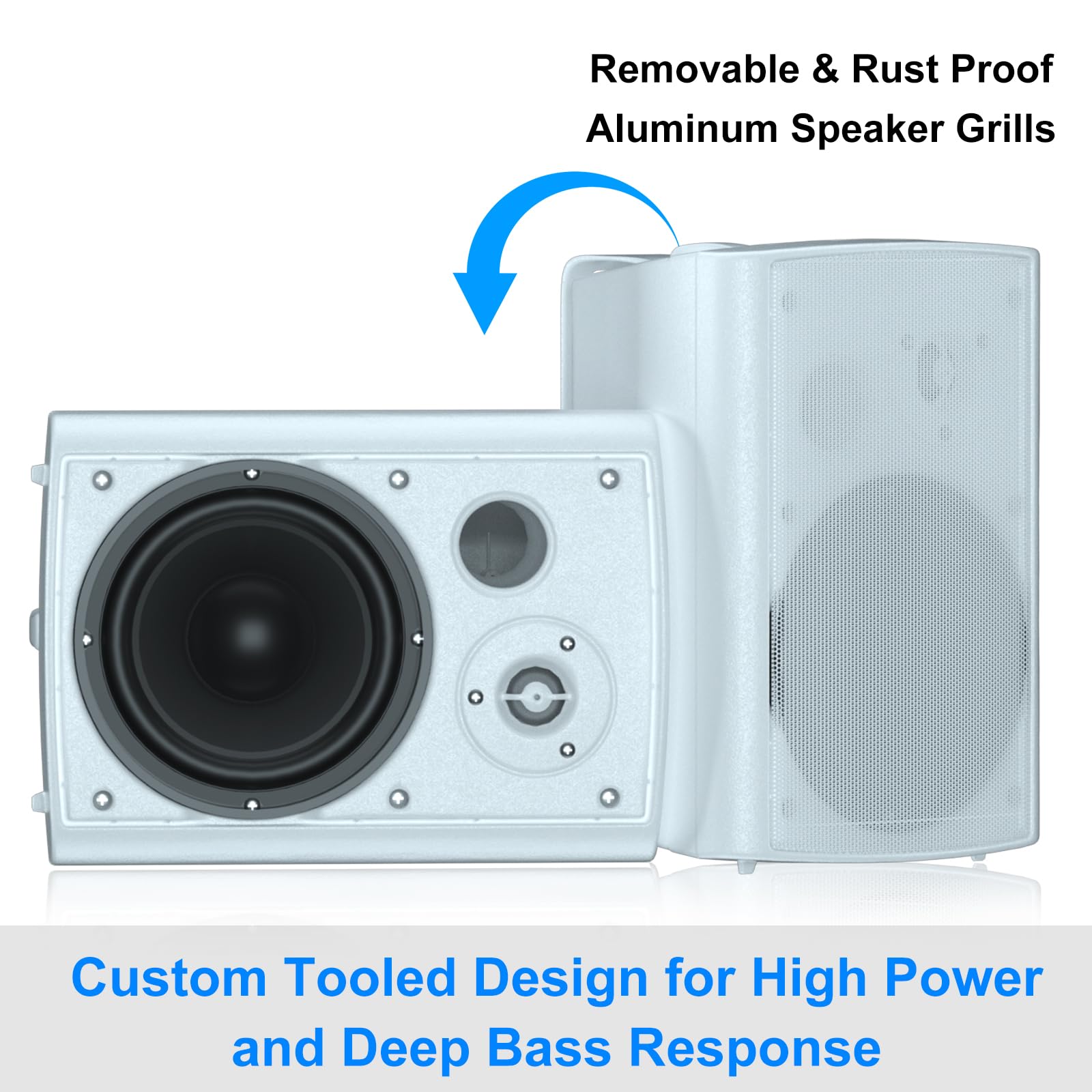 STUDIOFINIX 800W 6.5 Inch Bluetooth Altavoces de Exterior con Amplificador Multifuncional Sistema de Altavoces de Pared Resistente a la Intemperie para Patio Jardín Piscina Casa (4 Altavoces)