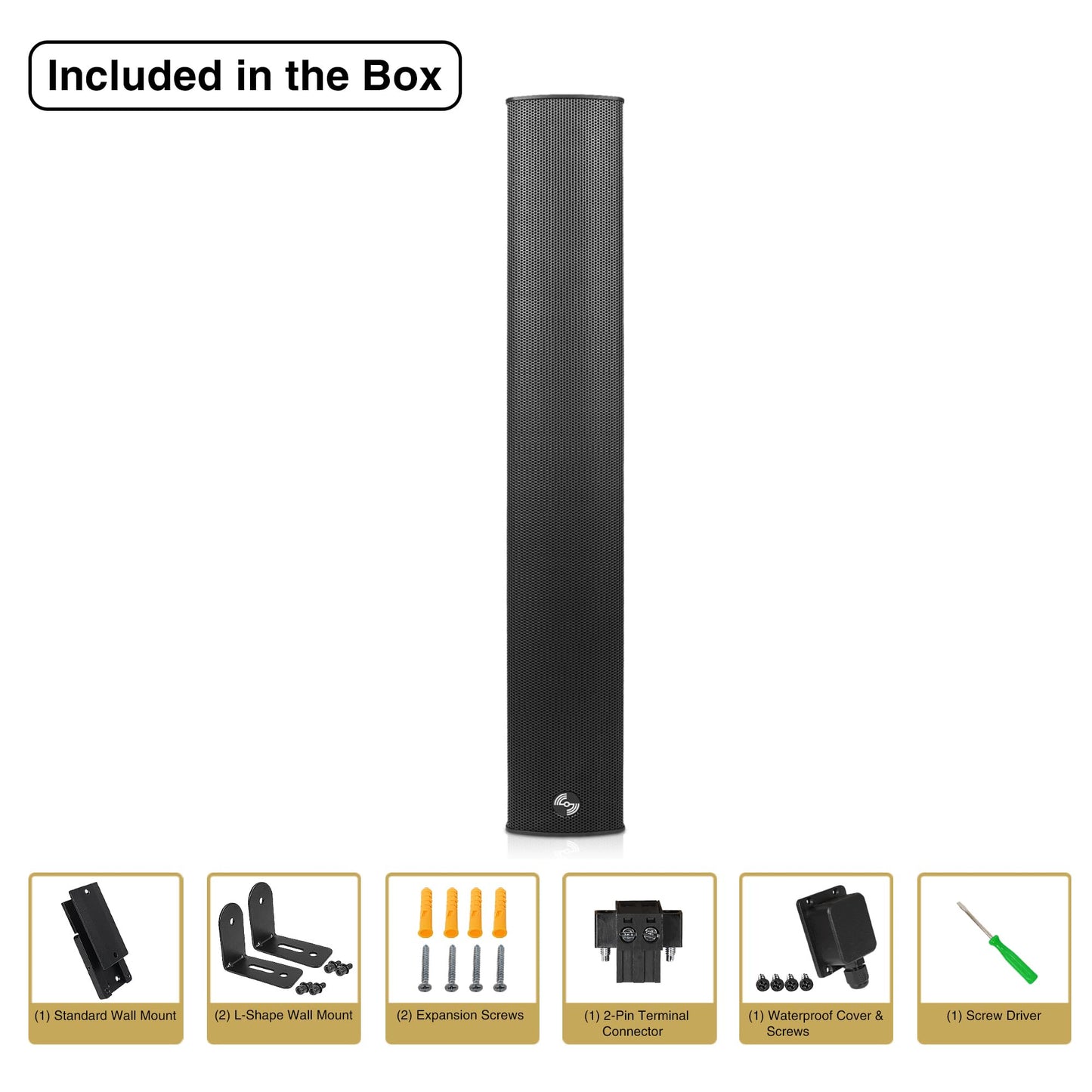 Sound Town - Altavoz de aluminio compacto resistente a la intemperie, con soporte de montaje en pared, 6 x 3 woofers, 4 x 1.2 cúpula tweeters, negro, para instalación en interiores y exteriores
