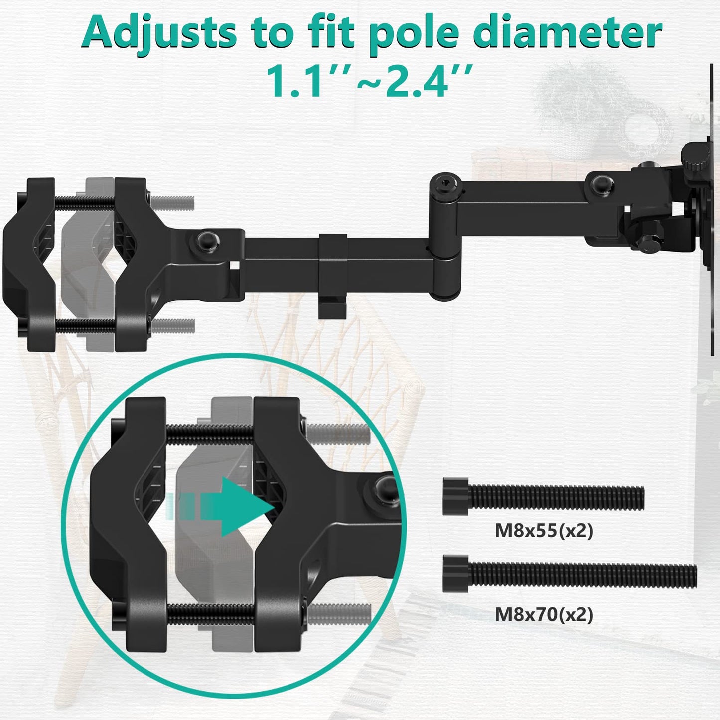 Soporte de Brazo para Monitor WALI Negro Totalmente Ajustable de 2 Niveles con Placa Universal 75 mm y 100 mm