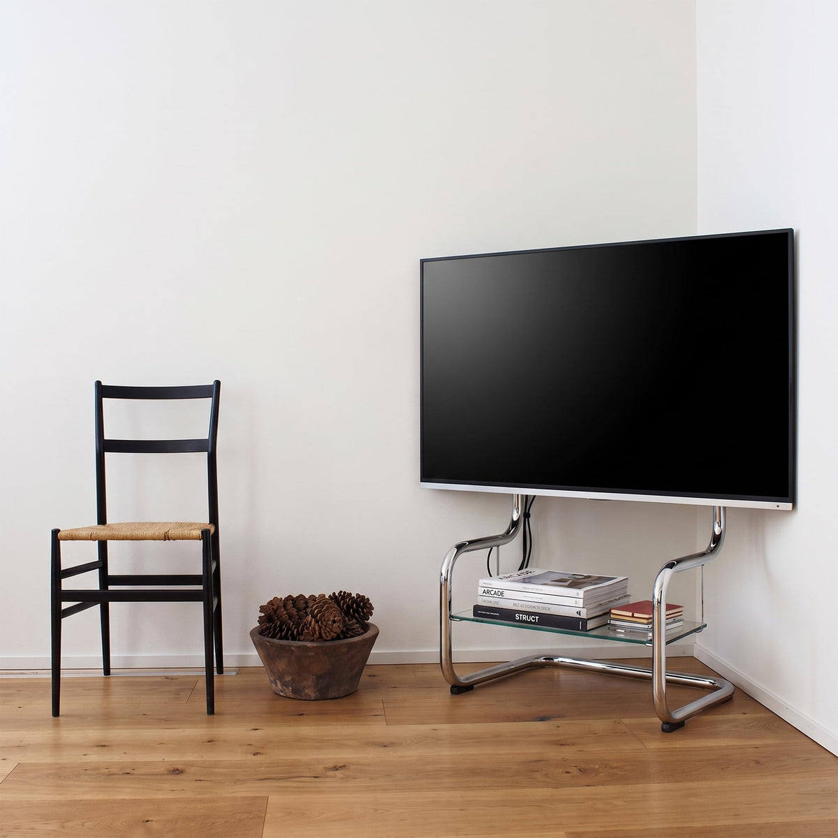Soporte de TV zeitgeist moderno minimalista gris con Estante de Metal y Montaje Ajustable