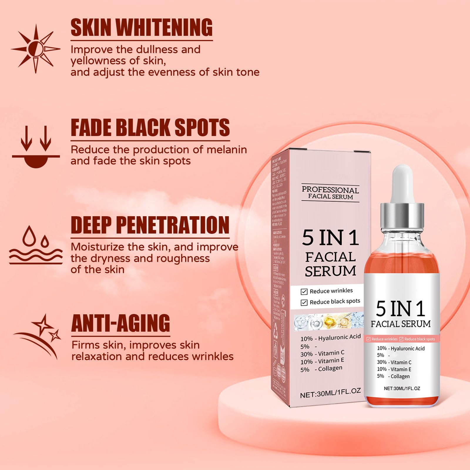 Set de Sueros Faciales Hidratantes con Vitamina C, Ácido Hialurónico, Niacinamida y Colágeno - Rejuvenece e Hidrata todo Tipo de Piel.