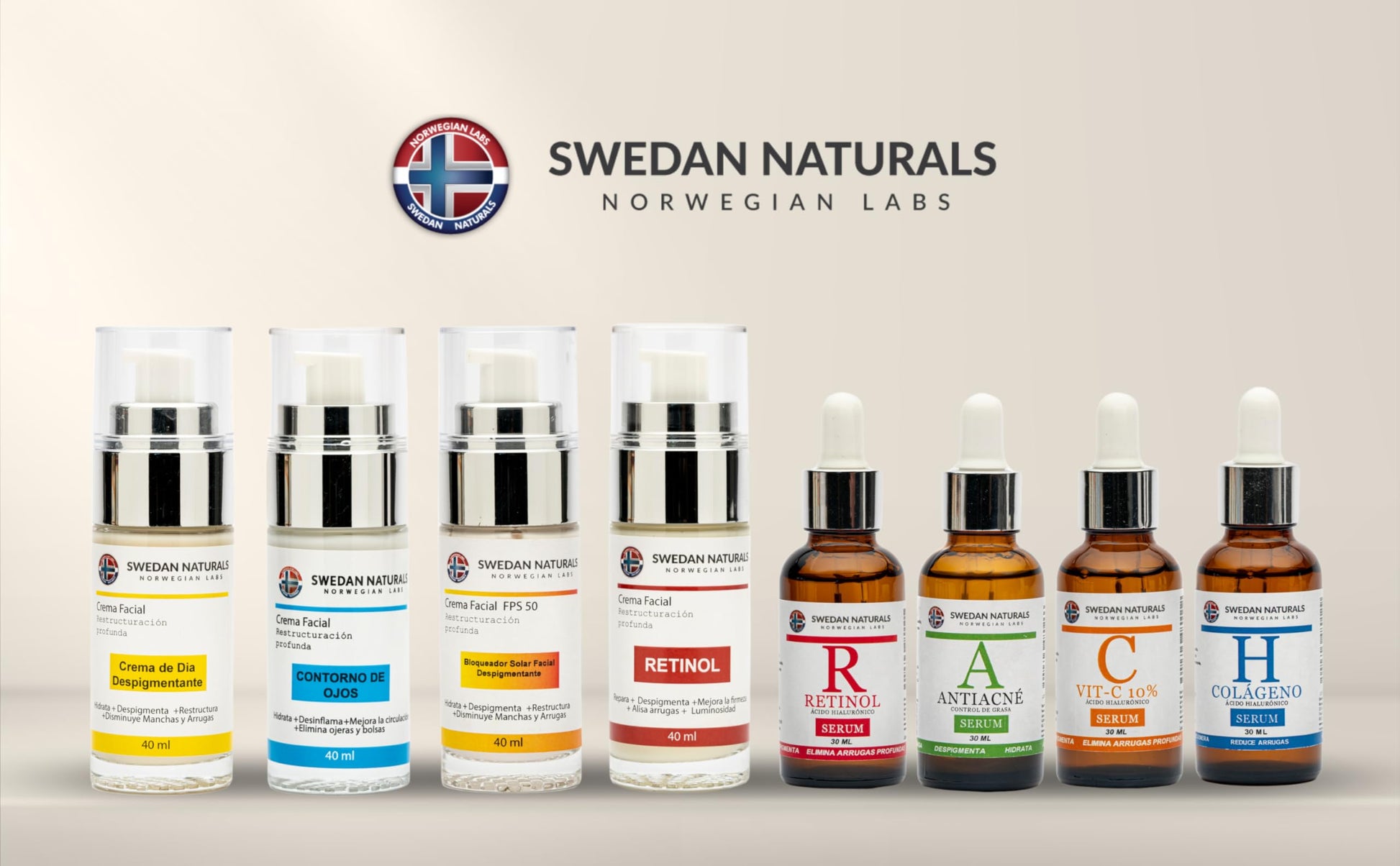 Swedan Naturals - Serum Colágeno + Ácido Hialurónico, cuidado de la piel, serum facial, prevención de arrugas, mayor elasticidad y firmeza, hidratante facial