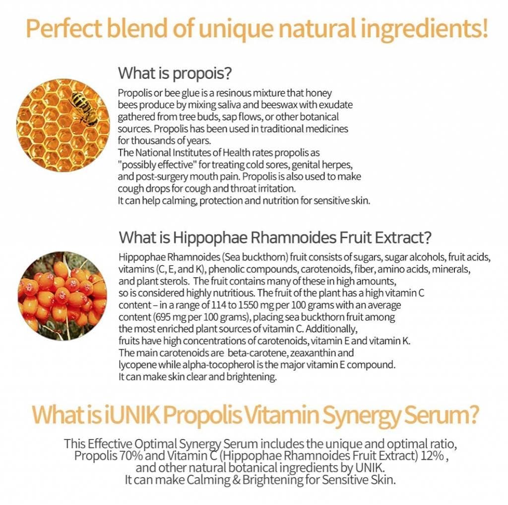 IUNIK Propolis Vitamina Synergy Suero Blanqueamiento Arrugas Cuidado Nutritivo Brightening