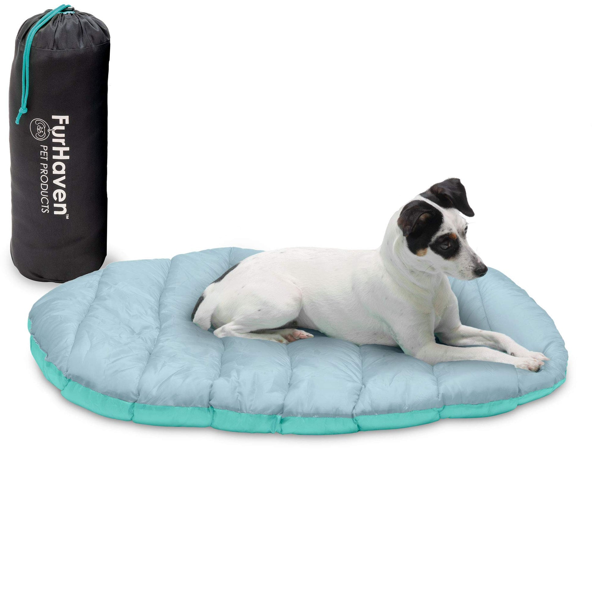 Cama para Perro Furhaven Aqua Granite Gray con Cojín de Viaje Lavable Tamaño Pequeño