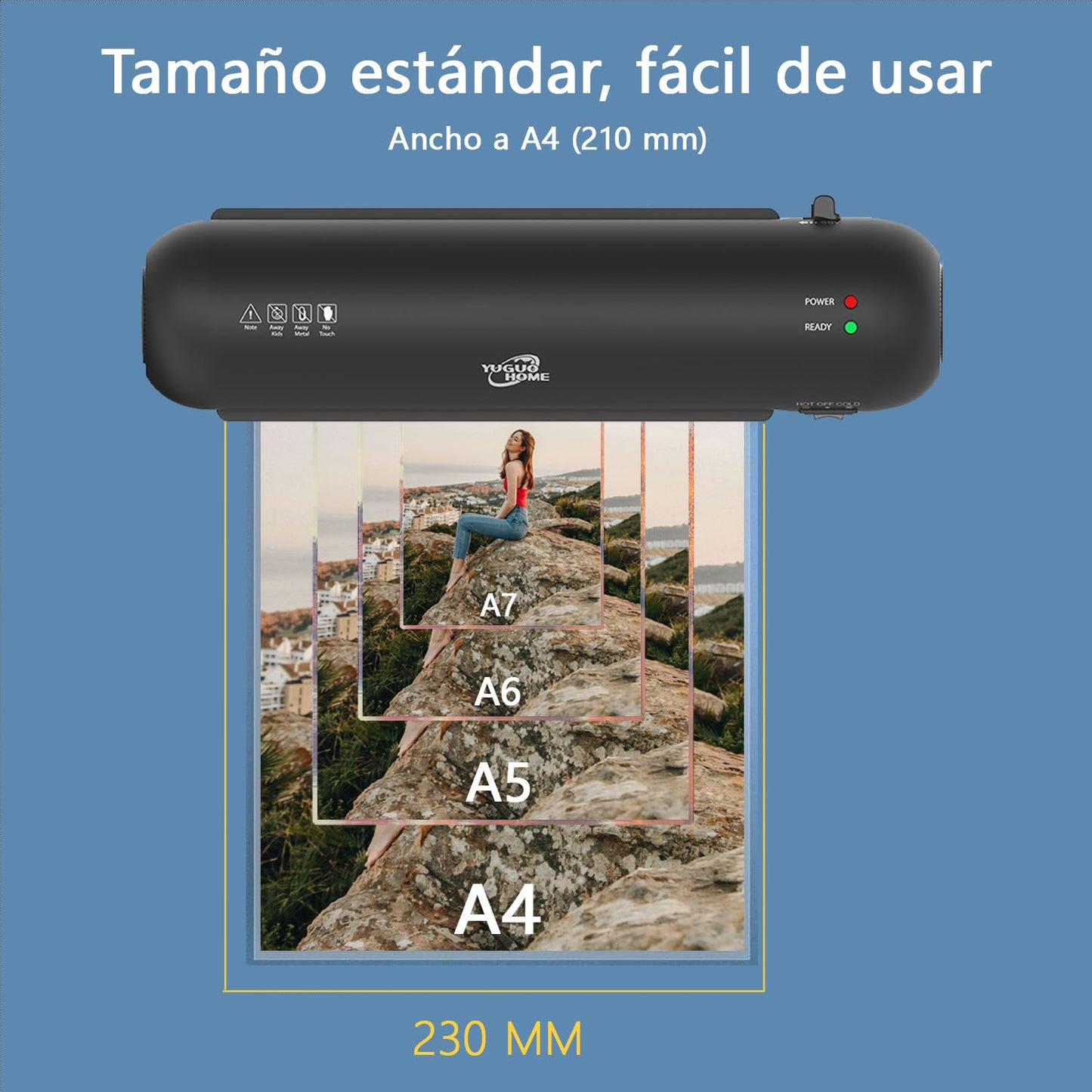 Laminadora Enmicadora Térmica+Cortador de Papel+300 Hojas Laminadoras, Laminador Térmico Personal con Recortadora de Papel y Redondeadora de Esquinas para Casa y Oficina