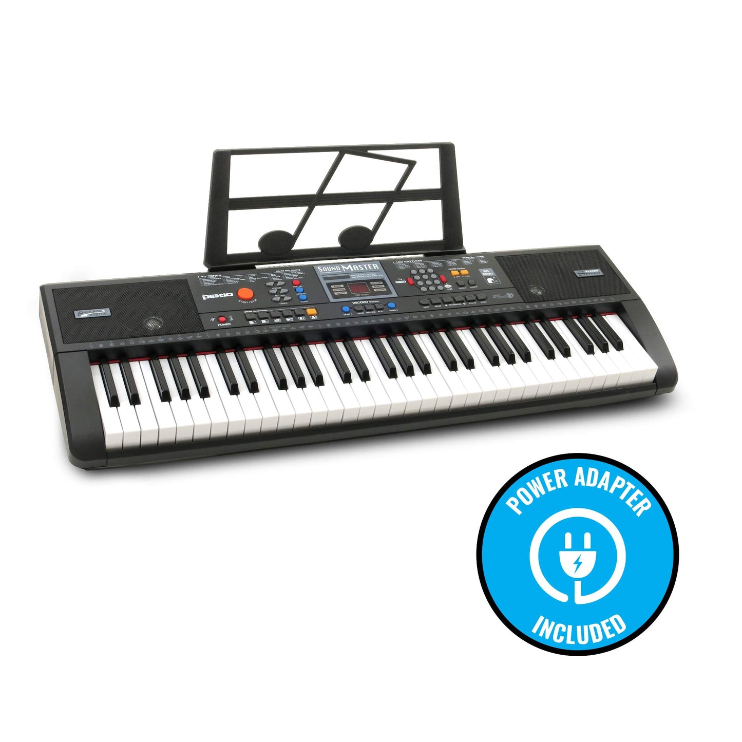 Teclado de Piano Eléctrico Digital Plixio Negro 61 Teclas con Soporte para Principiantes