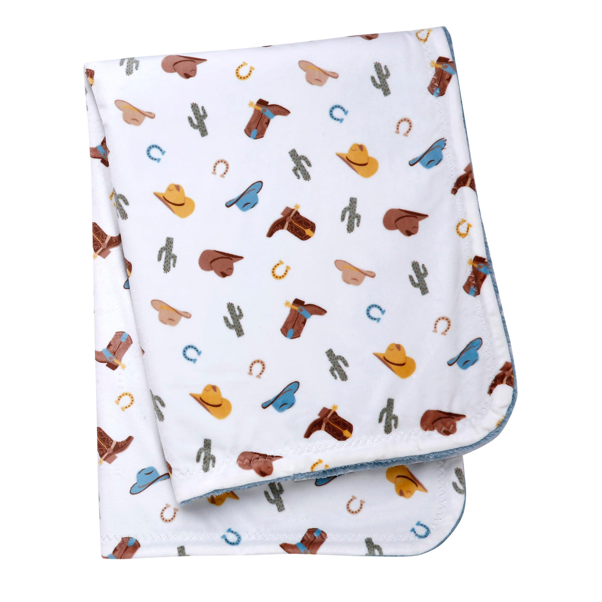 Manta sedosa de 2 capas para bebé, reversible, estampado de rancho occidental (gris y crema, 30 pulgadas x 40 pulgadas)