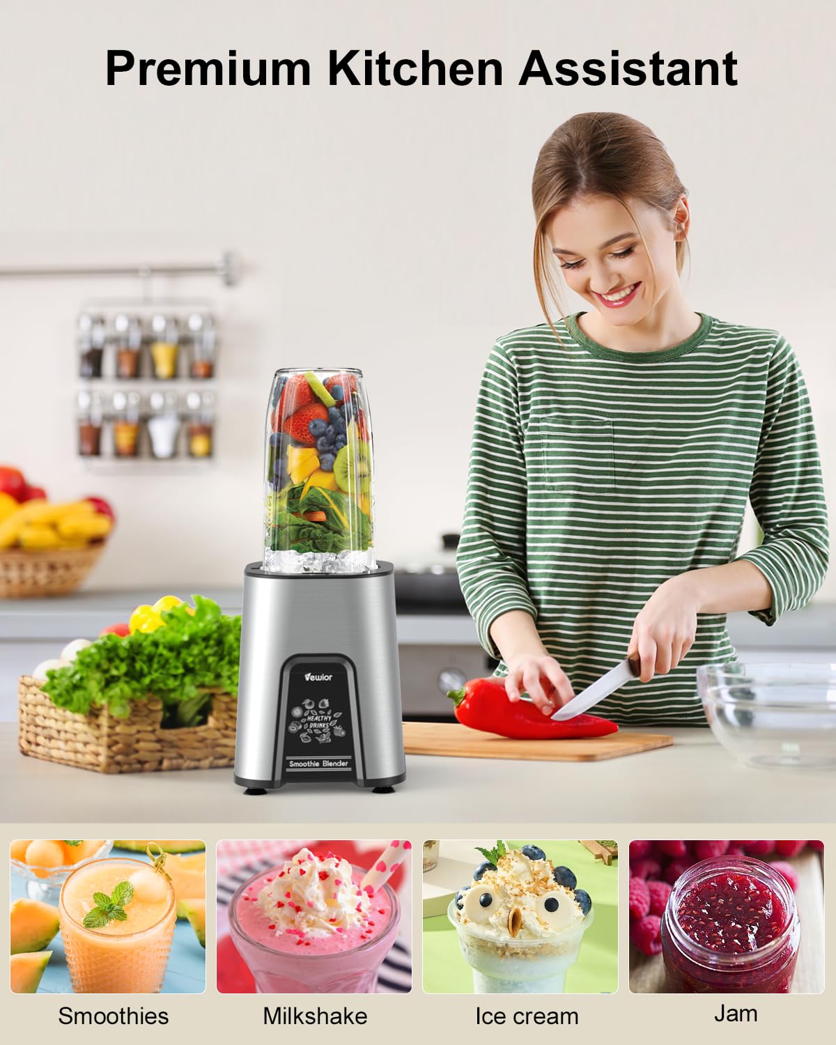 Licuadora Personal VEWIOR 900 W con Tazas de 22 Onzas sin BPA