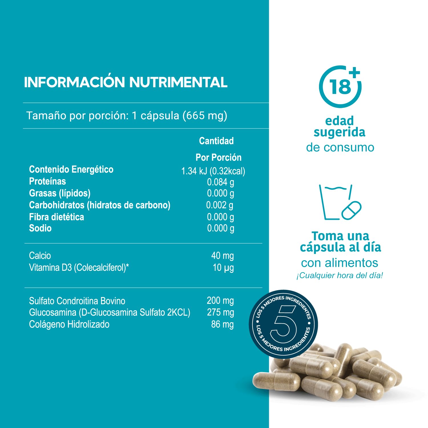 LIFEED 120 Cápsulas de Glucosamina y Condroitina | Colageno Hidrolizado, Calcio y Vitamina D | Suplementos Alimenticios para Articulaciones, Huesos y Músculos, Multivitaminico Hombre y Mujer Joint Support, 1 al día