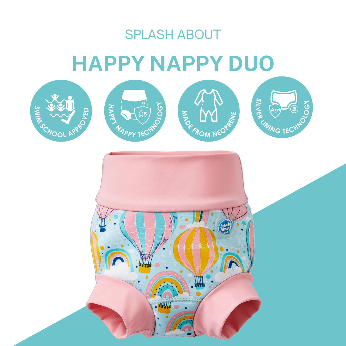 Splash About Pañal de natación unisex para niños Happy Duo Baby and Toddler Swim Nappy, Up & Away, 3-4 años, Up & Away, 3-4 Años