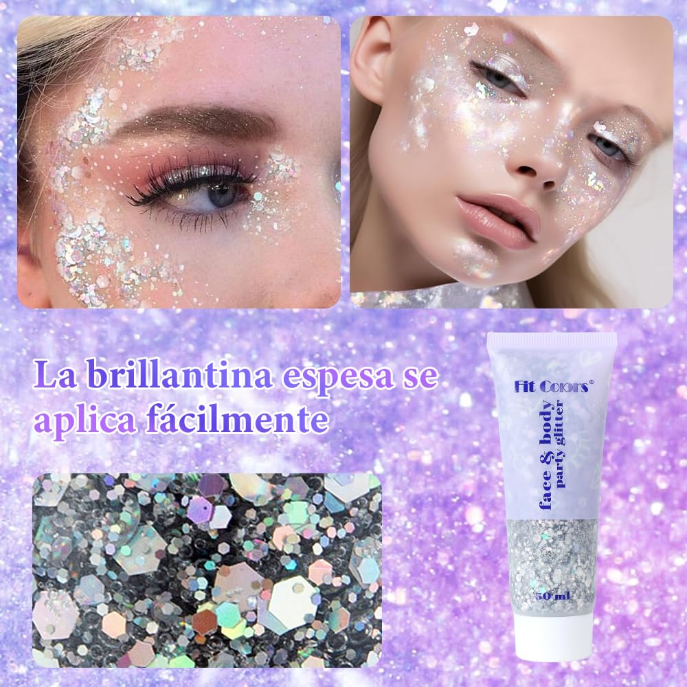 Gel Con Purpurina Para El Cuerpo Lentejuelas A Escala para Mujer,Piel brillo para el cuerpo - brillos para ojos, Uñas De Labios,Brillos Lentejuelas Purpurina Maquillaje Decorar Festival(05)