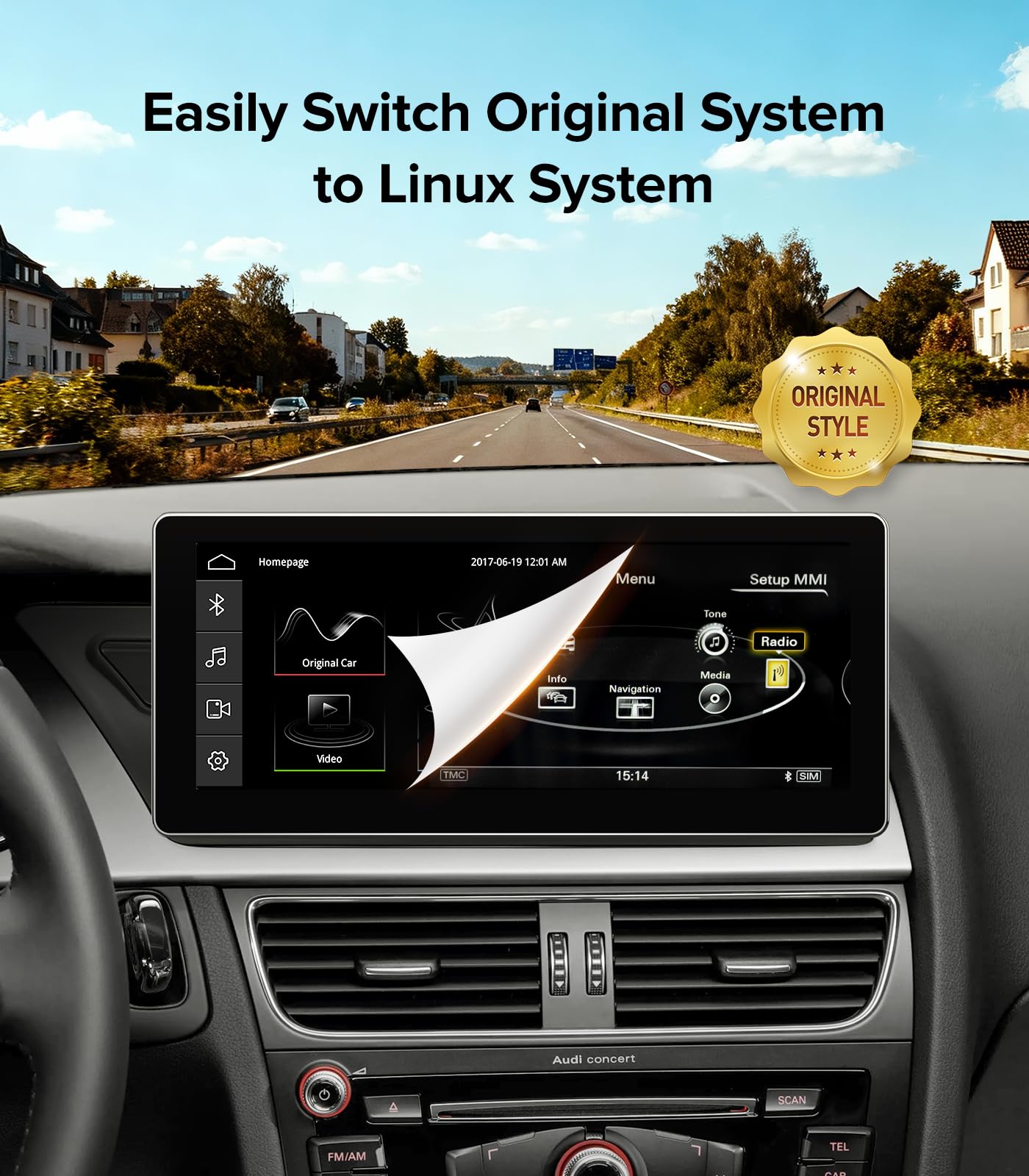 Estéreo de Coche Linux de 10.25" para Audi A4 B8 S4 A5 S5 RS5 (2009-2016) Sistema de Concierto y Sinfonía - Unidad Principal con CarPlay Inalámbrico y Android Auto, Pantalla Táctil IPS de 1920x720