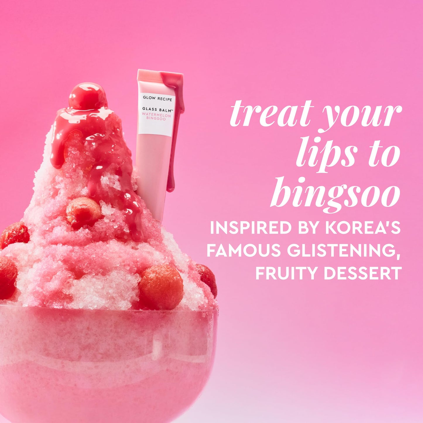 Glow Recipe Glass Balm Lip Treatment Watermelon Bingsoo Bálsamo Labial Hidratante Brillo Alto Tinte Rosa Suave 15 g