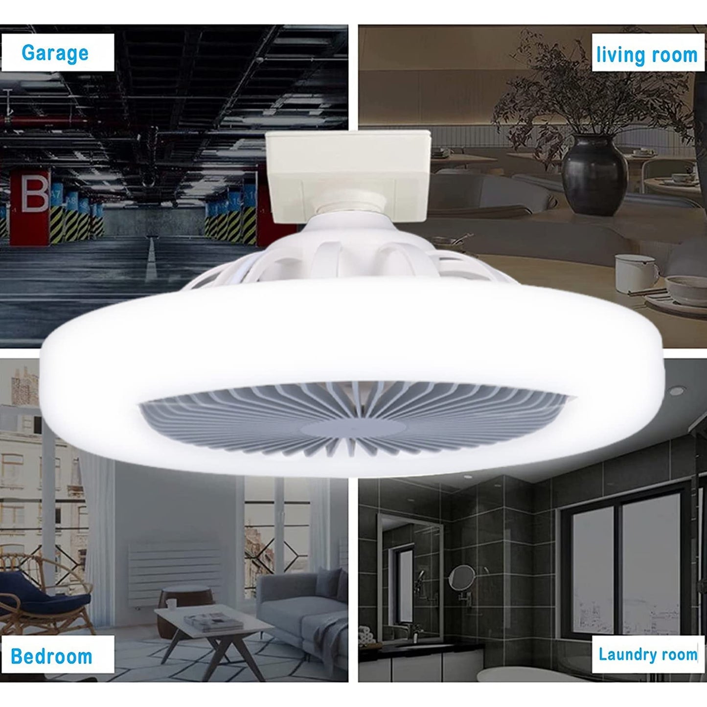 Ventilador de Techo LED E27 30W Perfil Bajo Silencioso para Dormitorio de Niños
